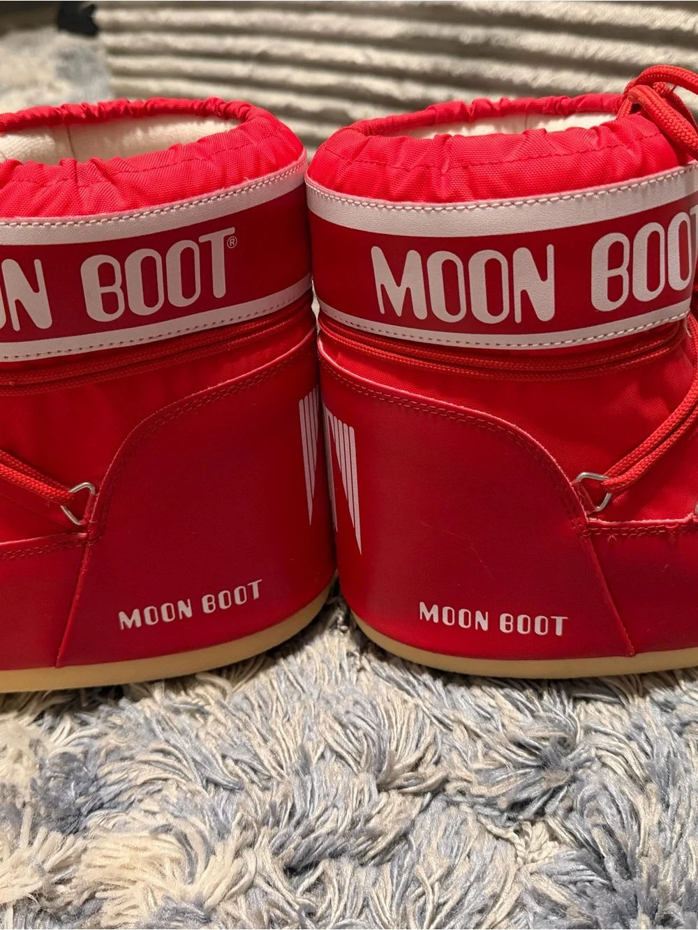Moon Boot Red Nylon Lace-Up Snow Boots